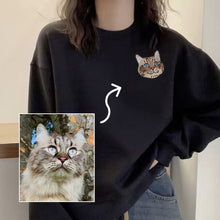 画像をギャラリービューアに読み込む, カスタム刺繍ペットフェイスポートレートスウェットシャツ