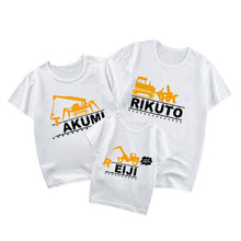 画像をギャラリービューアに読み込む, お名前入り★家族でお揃い 親子Tシャツ 重機 -大人Tシャツ