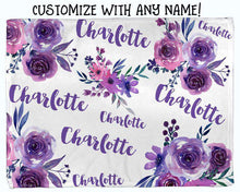 画像をギャラリービューアに読み込む, 【パープル】出産祝い 名前入りブランケット 男の子 女の子 赤ちゃん ベビー 子供 お祝い ギフト 誕生日プレゼント