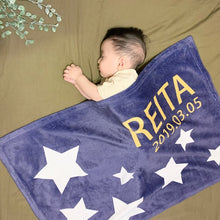 画像をギャラリービューアに読み込む, 出産祝いに名前入り大判ブランケット★ 最高のギフト★ ブルー