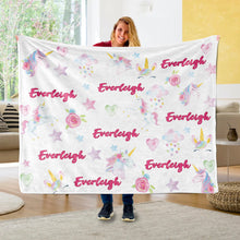 画像をギャラリービューアに読み込む, 【ユニコーン】出産祝い 名前入りブランケット 男の子 女の子 赤ちゃん ベビー 子供 お祝い ギフト 誕生日プレゼント