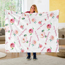 画像をギャラリービューアに読み込む, 【 ピンクの花】出産祝い 名前入りブランケット 男の子 女の子 赤ちゃん ベビー 子供 お祝い ギフト 誕生日プレゼント