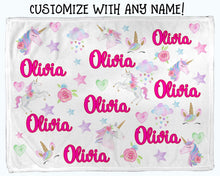 画像をギャラリービューアに読み込む, 【ユニコーン】出産祝い 名前入りブランケット 男の子 女の子 赤ちゃん ベビー 子供 お祝い ギフト 誕生日プレゼント