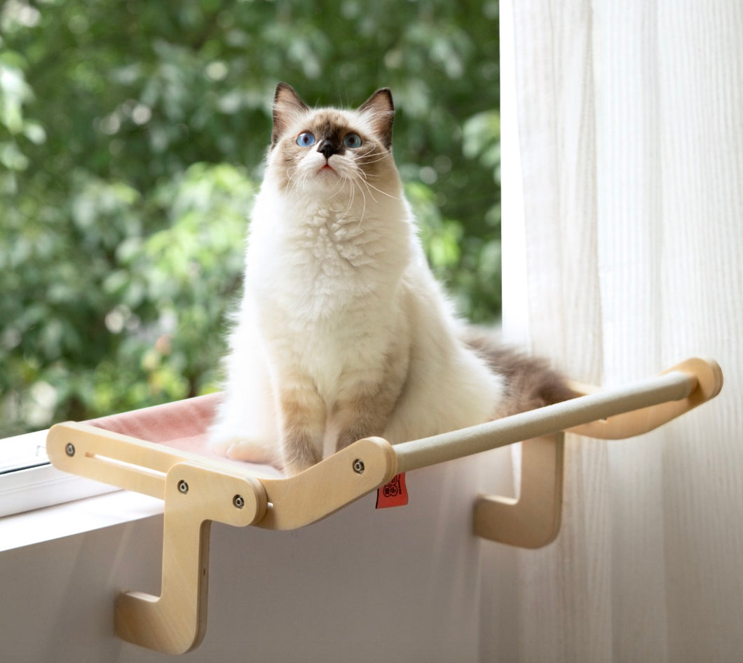 壁掛け式猫用ハンモック 木製猫用ベッド  取り付け簡単