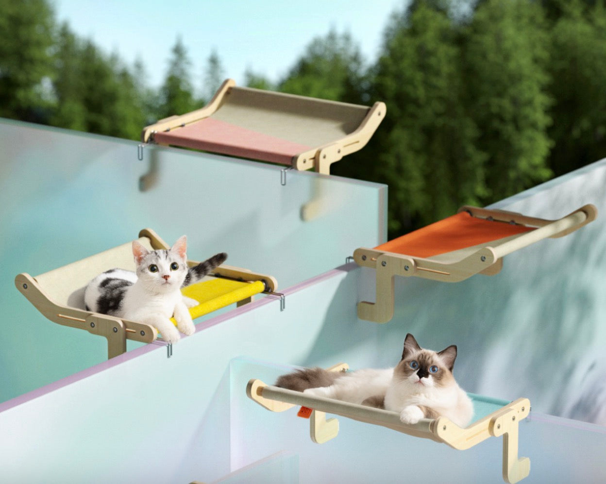 壁掛け式猫用ハンモック 木製猫用ベッド 取り付け簡単 – hipettos