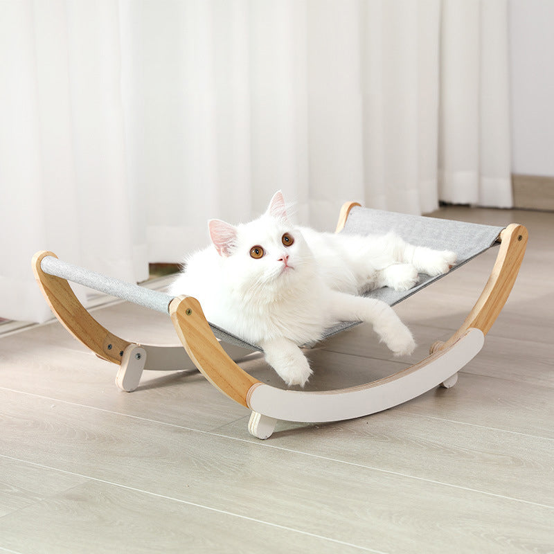 猫のロッキングチェア  木製のスイングハンモックのベッド